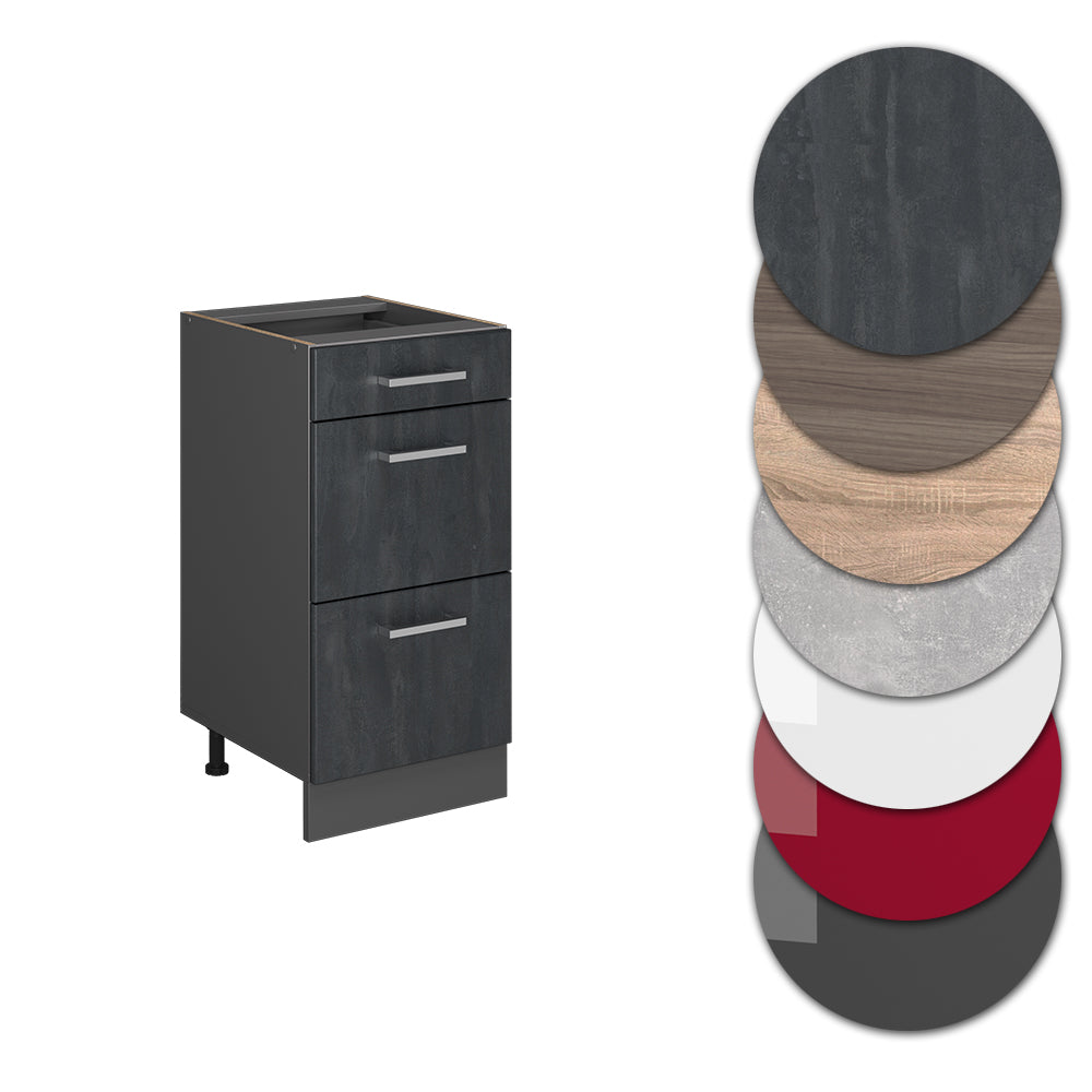 Vicco Mobiletto base per cucina Calcestruzzo nero 40 cm PT Rovere