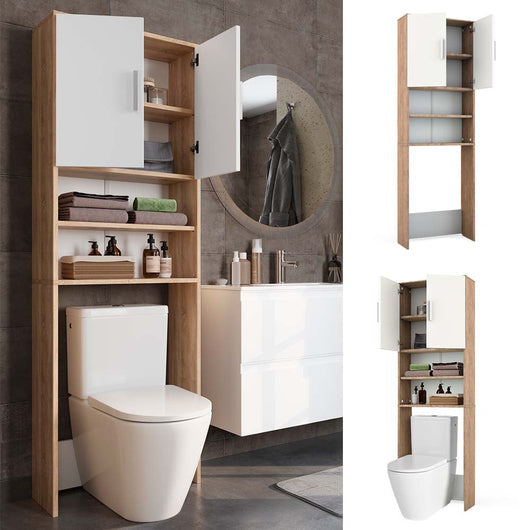 Vicco Armadietto per toilette Sonoma/Bianco 64 x 190 cm con 2 porte