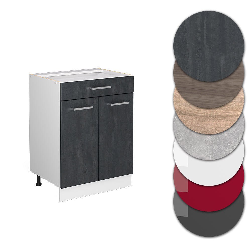 Vicco Mobiletto base per cucina Calcestruzzo nero 60 cm senza piano di lavoro