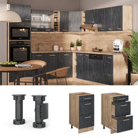 Vicco Mobiletto base per cucina Calcestruzzo nero 40 cm senza piano di lavoro