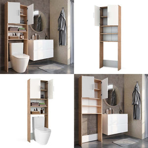 Vicco Armadietto per toilette Sonoma/Bianco 64 x 190 cm con 2 porte