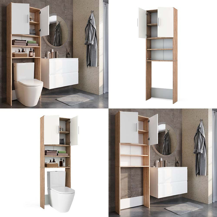 Vicco Armadietto per toilette Sonoma/Bianco 64 x 190 cm con 2 porte