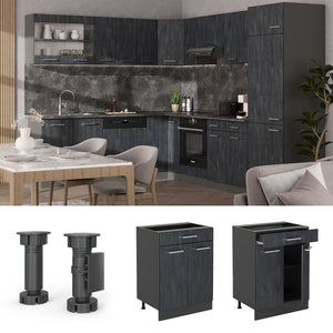 Vicco Mobiletto base per cucina Calcestruzzo nero 60 cm PL Marmo