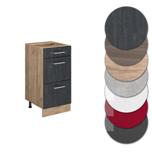 Vicco Mobiletto base per cucina Calcestruzzo nero 40 cm senza piano di lavoro