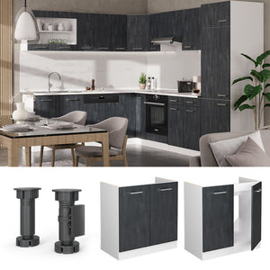 Vicco Mobile lavello cucina Calcestruzzo nero 80 cm senza piano di lavoro