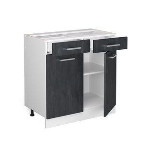 Vicco Mobiletto base per cucina Calcestruzzo nero 80 cm senza piano di lavoro