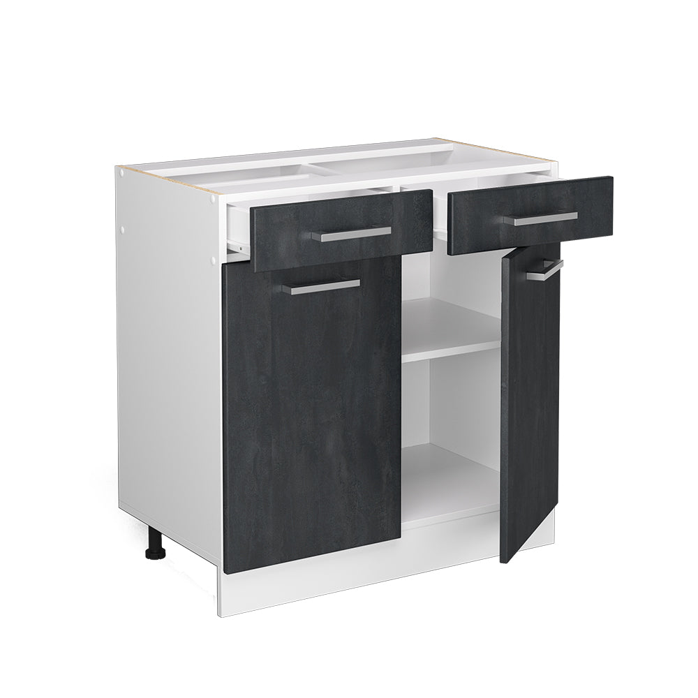 Vicco Mobiletto base per cucina Calcestruzzo nero 80 cm PL Marmo