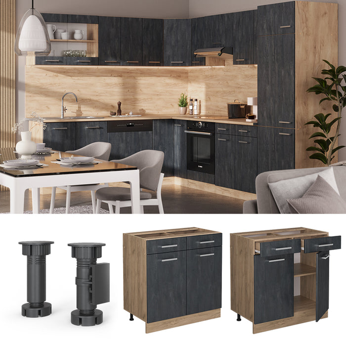 Vicco Mobiletto base per cucina Calcestruzzo nero 80 cm PL Antracite