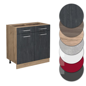 Vicco Mobiletto base per cucina Calcestruzzo nero 80 cm senza piano di lavoro