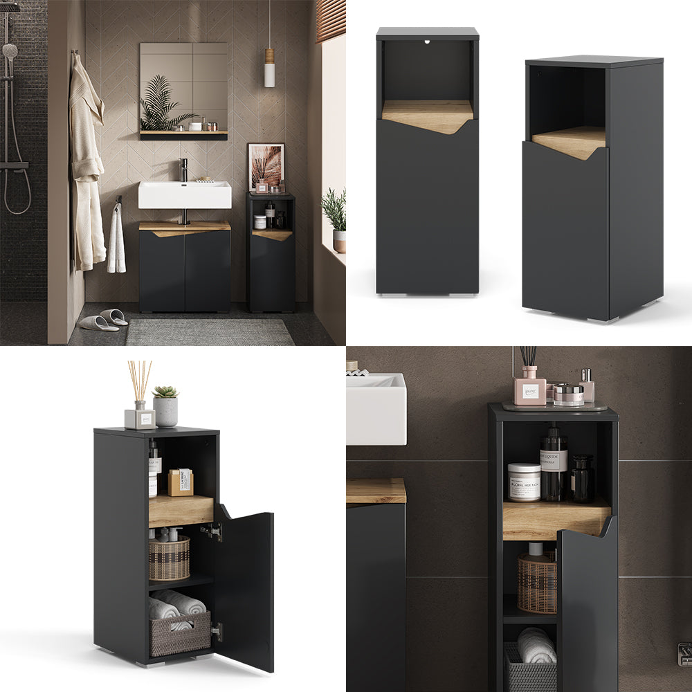 Vicco Mobiletto midi Antracite 30 x 74.5 cm con porta e vano aperto