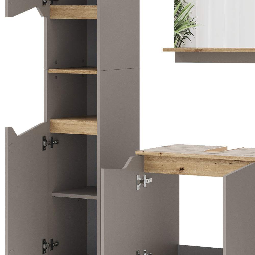 Vicco Combinazione di mobili da bagno Grigio 5 parti