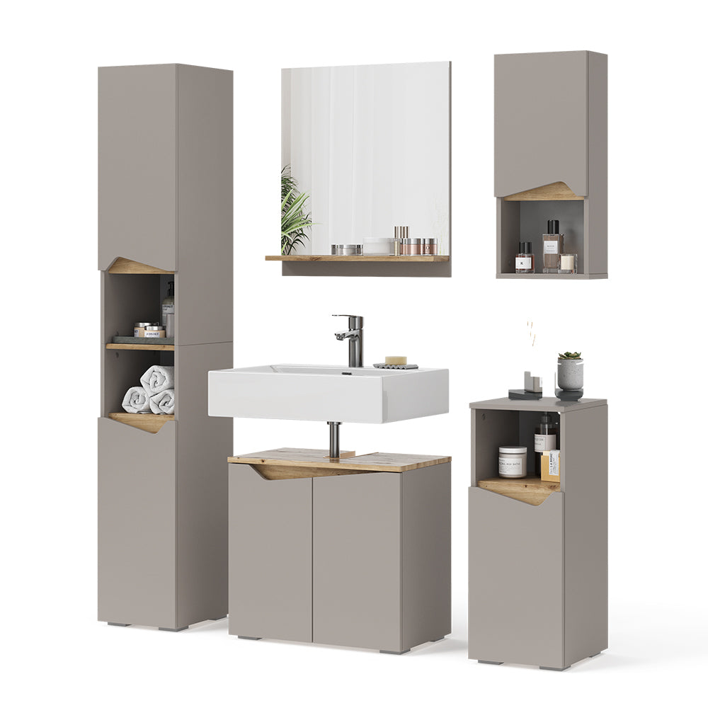 Vicco Combinazione di mobili da bagno Grigio 5 parti