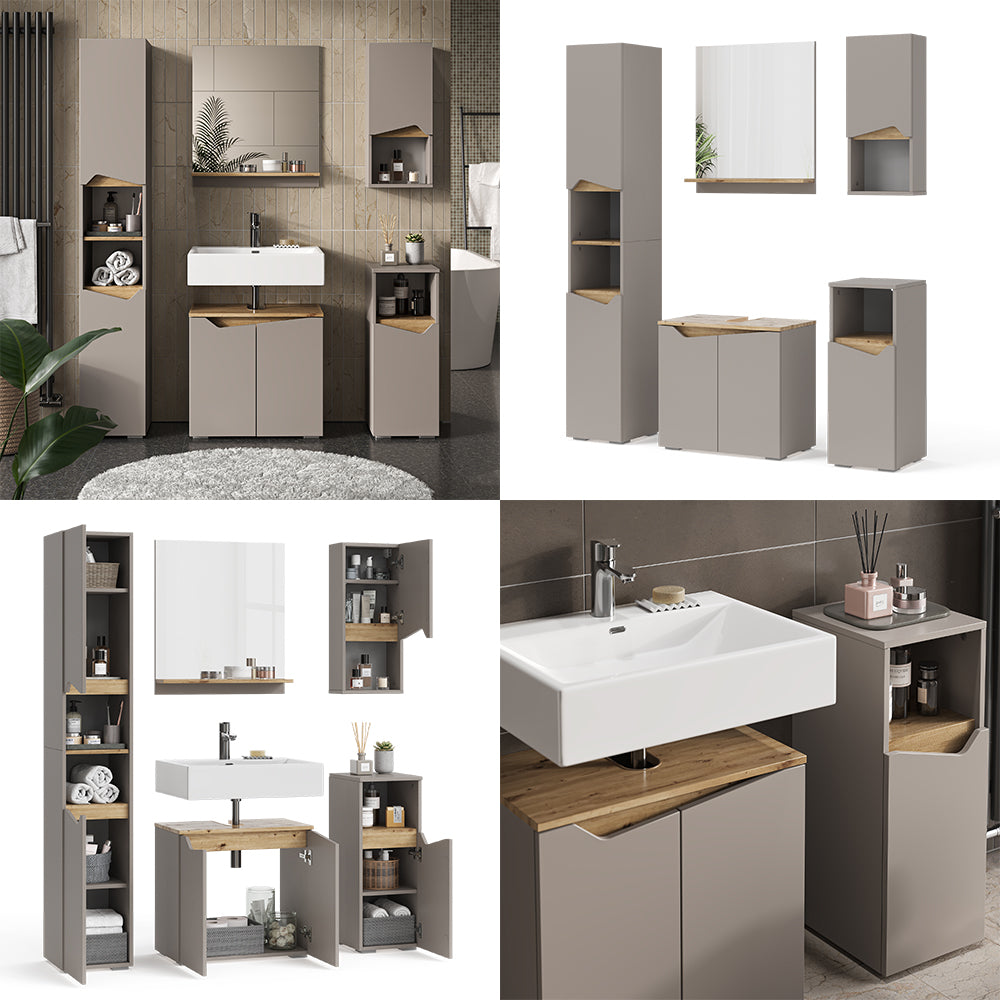 Vicco Combinazione di mobili da bagno Grigio 5 parti