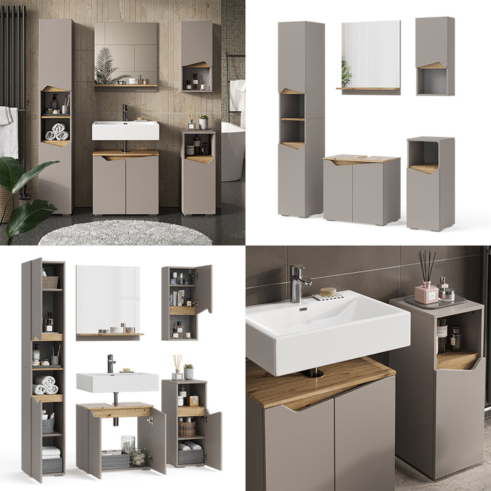 Vicco Combinazione di mobili da bagno Grigio 5 parti