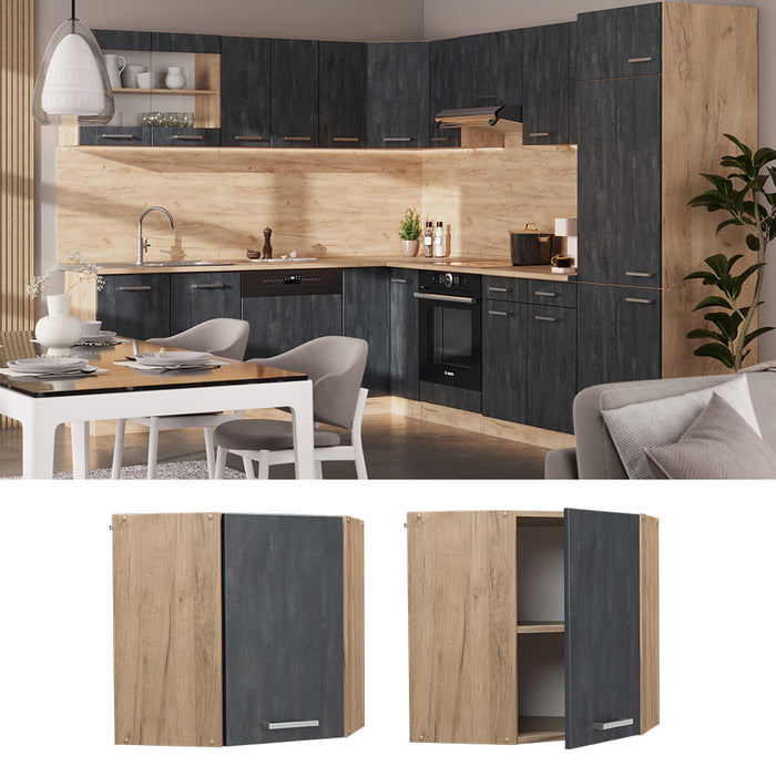 Vicco Mobile angolare da cucina Calcestruzzo nero 57 cm