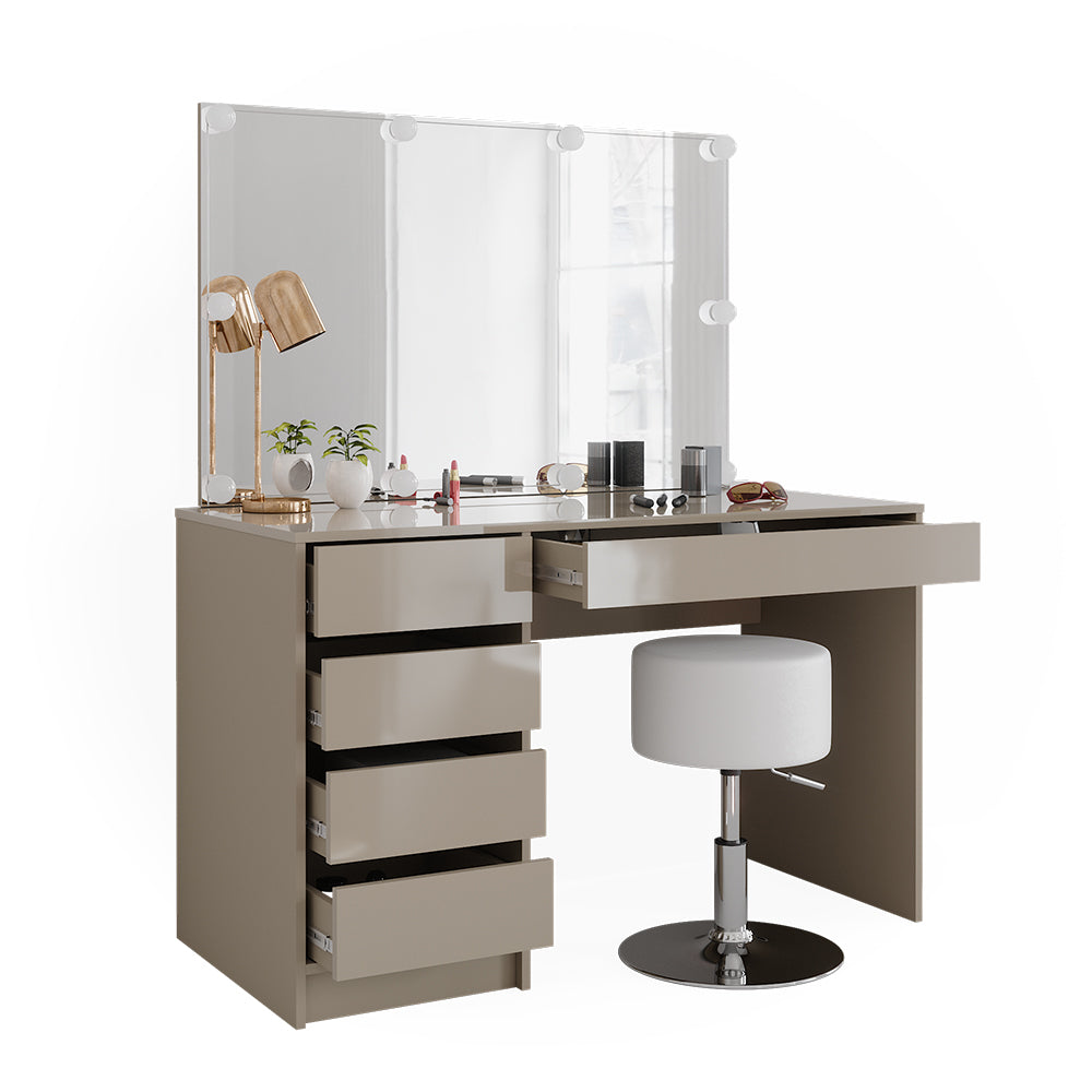 Vicco Tavolo da trucco Grigio 55 cm con illuminazione a LED e sgabello