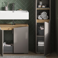 Vicco Armadio per il bagno Grigio 30 x 180 cm con porte e vani aperti