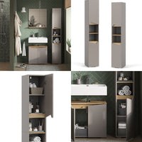 Vicco Armadio per il bagno Grigio 30 x 180 cm con porte e vani aperti