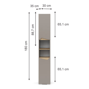 Vicco Armadio per il bagno Grigio 30 x 180 cm con porte e vani aperti