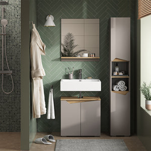 Vicco Combinazione di mobili da bagno Grigio 3 parti, con colonna