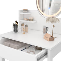 Vicco Tavolo da toeletta Bianco 60 cm con specchio a LED