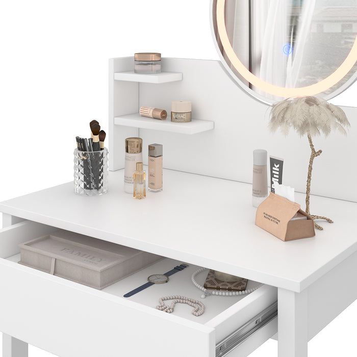 Vicco Tavolo da toeletta Bianco 60 cm con specchio a LED