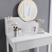 Vicco Tavolo da toeletta Bianco 60 cm con specchio a LED