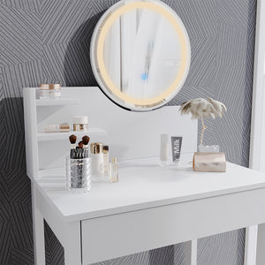 Vicco Tavolo da toeletta Bianco 60 cm con specchio a LED