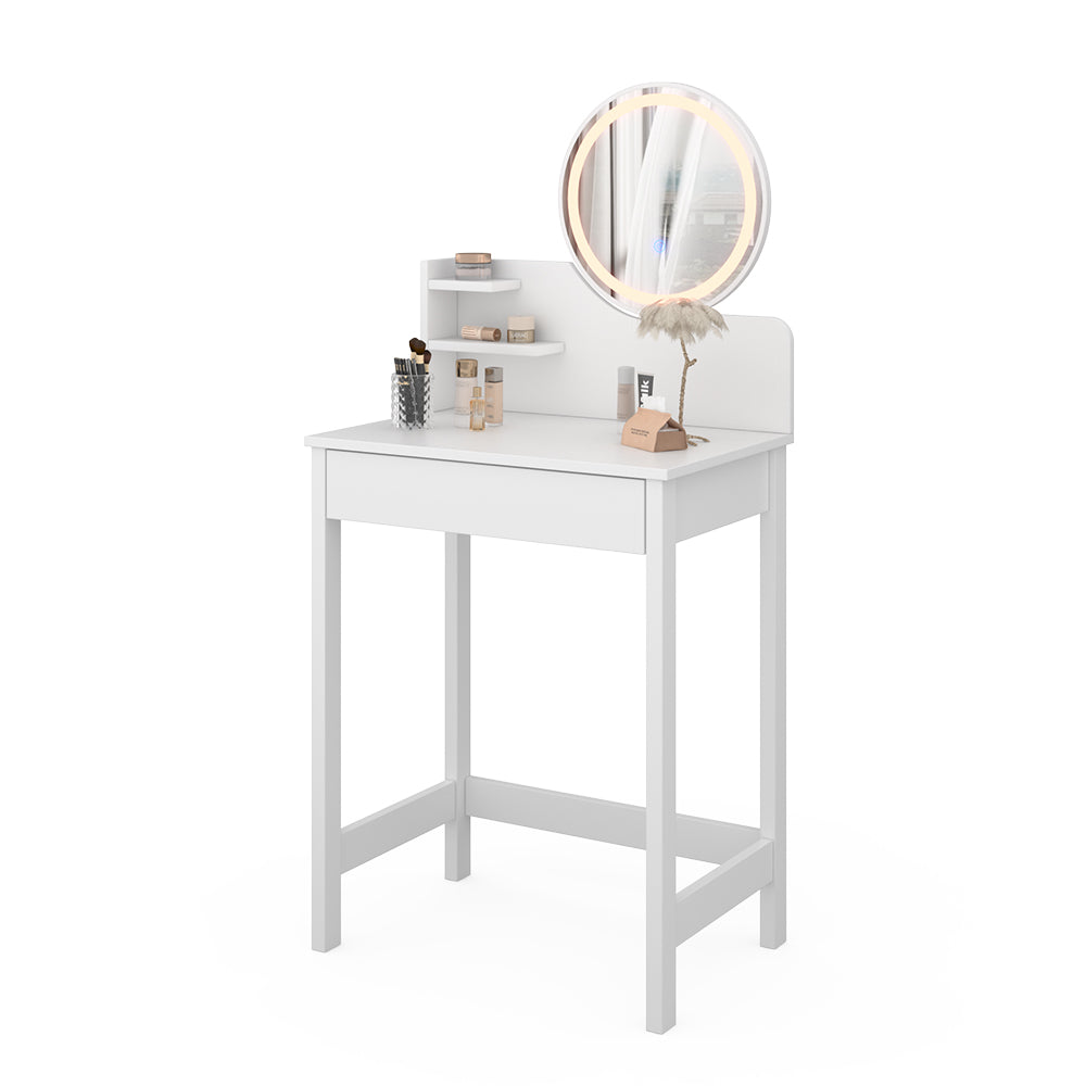 Vicco Tavolo da toeletta Bianco 60 cm con specchio a LED