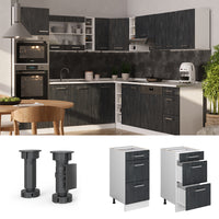 Vicco Mobiletto base per cucina Calcestruzzo nero 40 cm PL Rovere