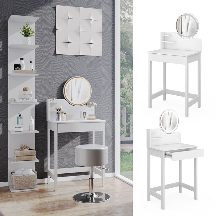 Vicco Tavolo da toeletta Bianco 60 cm con specchio a LED