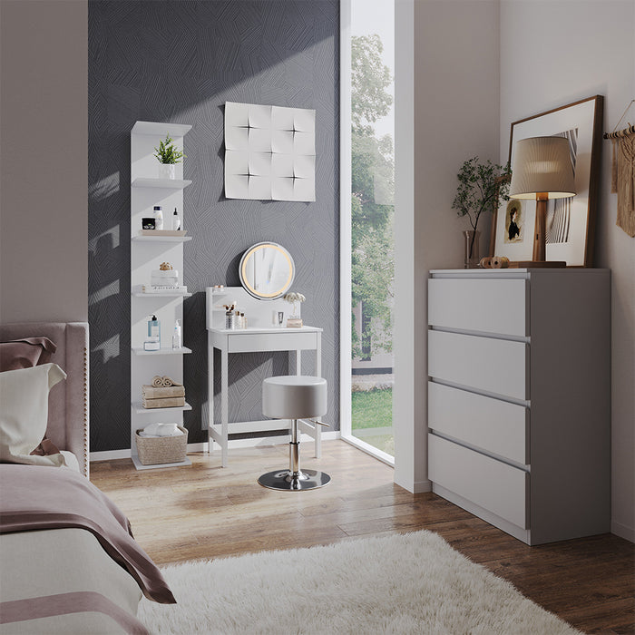 Vicco Tavolo da toeletta Bianco 60 cm con specchio a LED