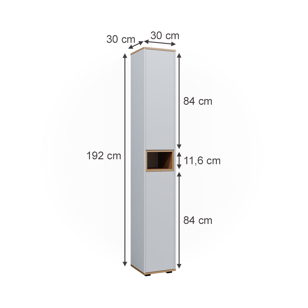 Vicco Armadio per il bagno Bianco/Artisan 30 x 192 cm con 2 porte