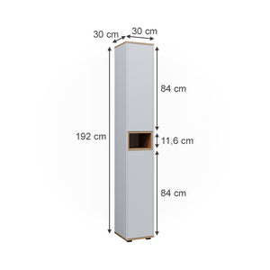 Vicco Armadio per il bagno Bianco/Artisan 30 x 192 cm con 2 porte