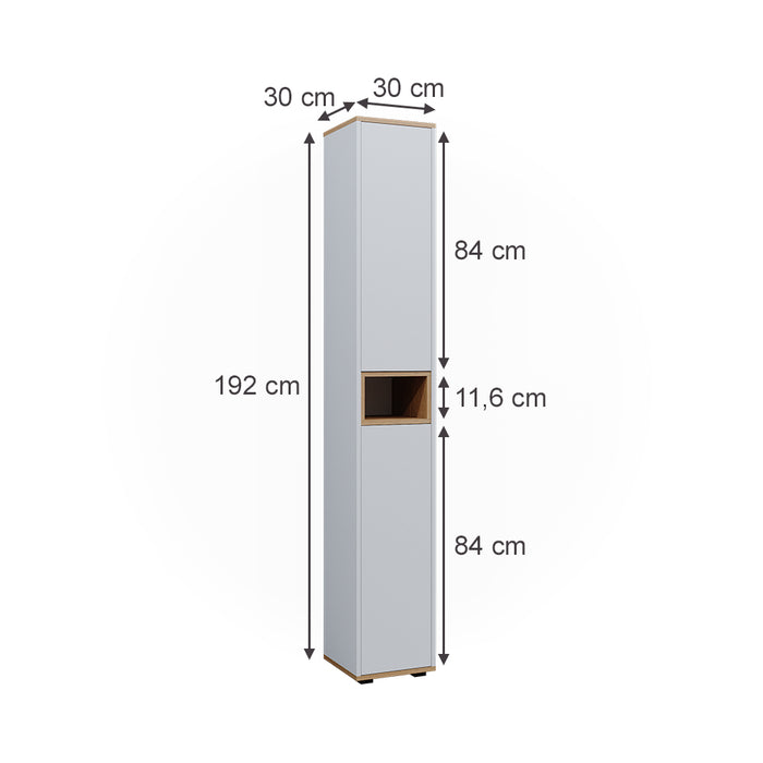 Vicco Armadio per il bagno Bianco/Artisan 30 x 192 cm con 2 porte