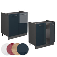 Vicco Mobile lavello cucina Blu scuro lucido 80 cm , PL Antracite