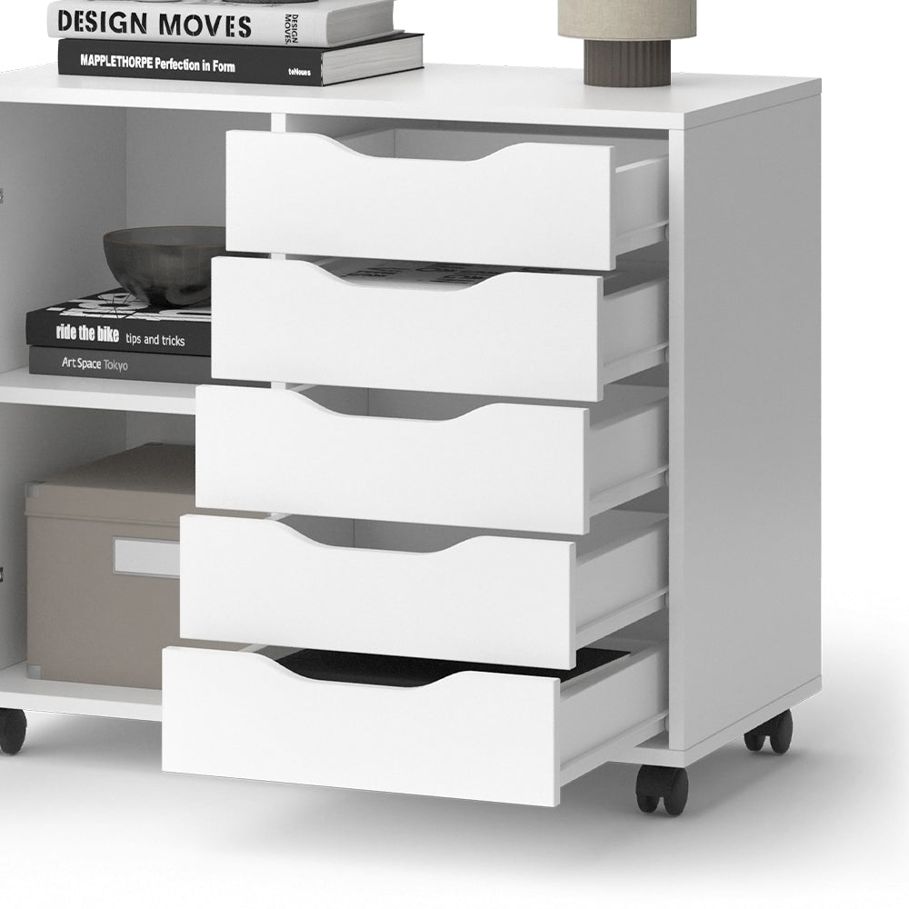 Vicco Credenza Bianco 40.6 x 61.5 cm con 5 cassetti e 1 anta