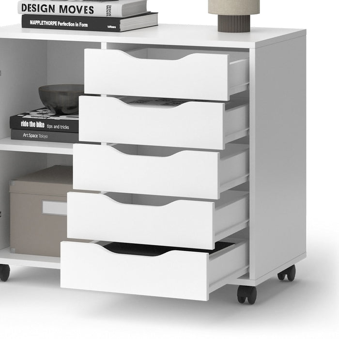 Vicco Credenza Bianco 40.6 x 61.5 cm con 5 cassetti e 1 anta