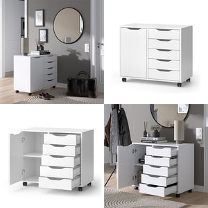 Vicco Credenza Bianco 40.6 x 61.5 cm con 5 cassetti e 1 anta