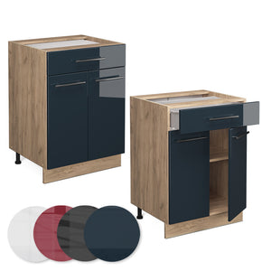 Vicco Basi per cucina  Blu scuro lucido 60 cm con cassetto, PL Marmo