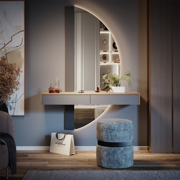 Vicco Tavolo da toeletta Grigio 120 cm con 2 cassetti