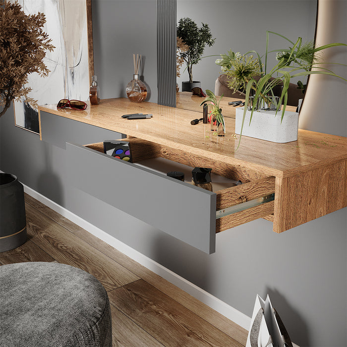 Vicco Tavolo da toeletta Grigio 120 cm con 2 cassetti