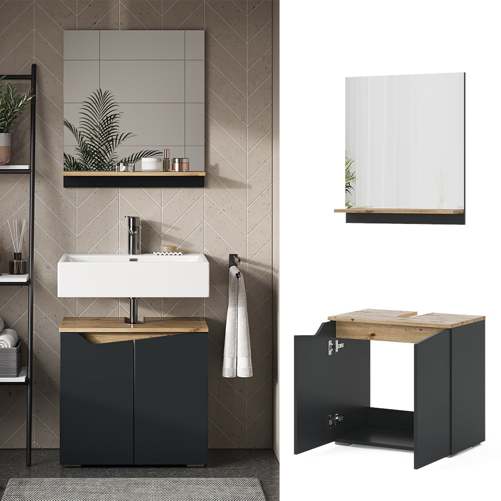 Vicco Set di mobili da bagno Antracite 2 parti