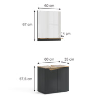 Vicco Set di mobili da bagno Antracite 2 parti