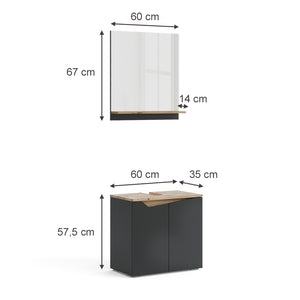 Vicco Set di mobili da bagno Antracite 2 parti