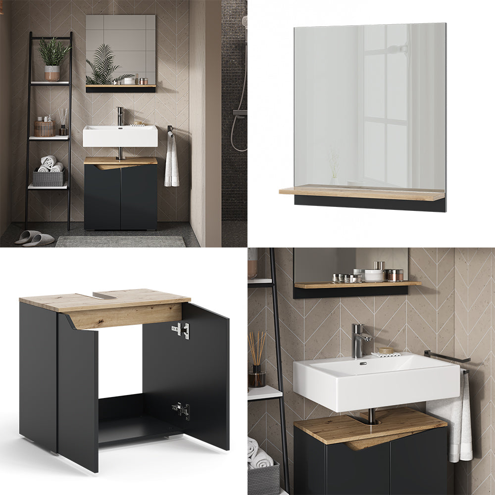 Vicco Set di mobili da bagno Antracite 2 parti