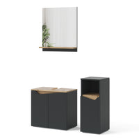 Vicco Combinazione di mobili da bagno Antracite 3 pezzi, con cabinet midi
