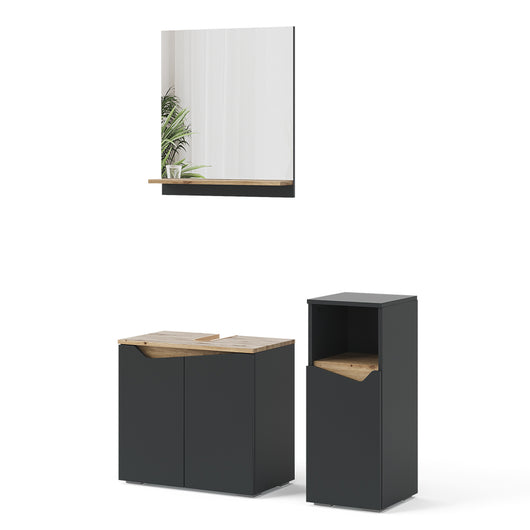 Vicco Combinazione di mobili da bagno Antracite 3 pezzi, con cabinet midi