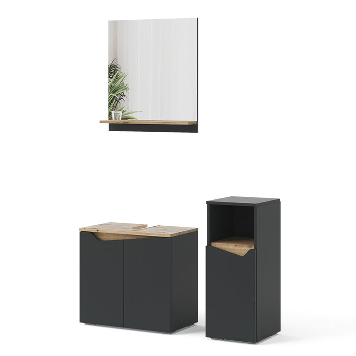 Vicco Combinazione di mobili da bagno Antracite 3 pezzi, con cabinet midi