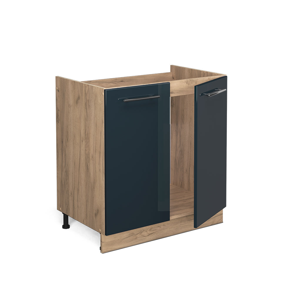 Vicco Mobiletti da cucina  Blu scuro lucido 80 cm , PL Marmo